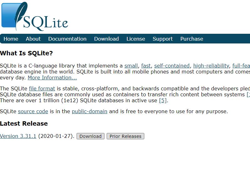 sqlite3.exeのダウンロード画面